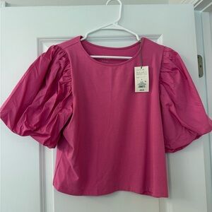 a new day Fuchsia Puff Sleeve Blouse
